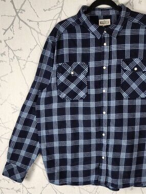 Distillery Navy Plaid 100% Cotton Pearl Snap Western Shirt